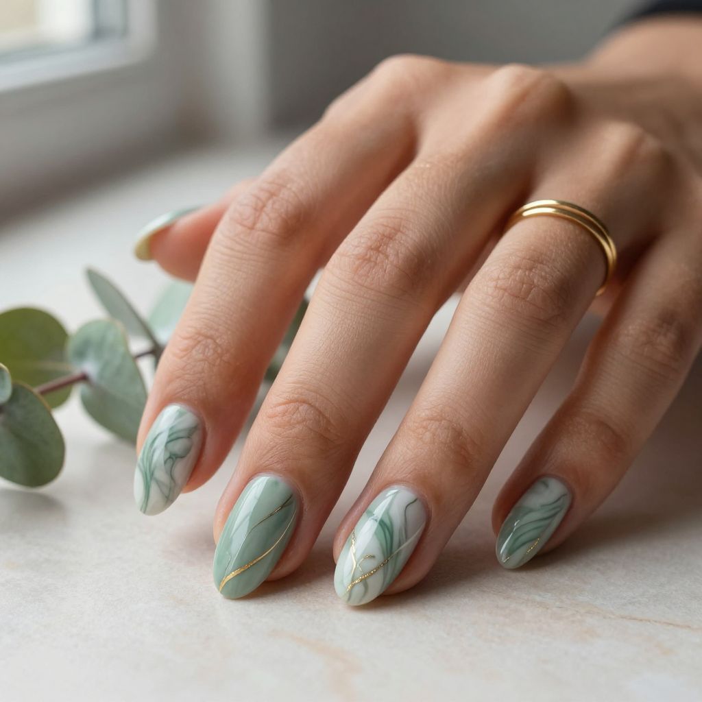 Sage Green Marble Effect