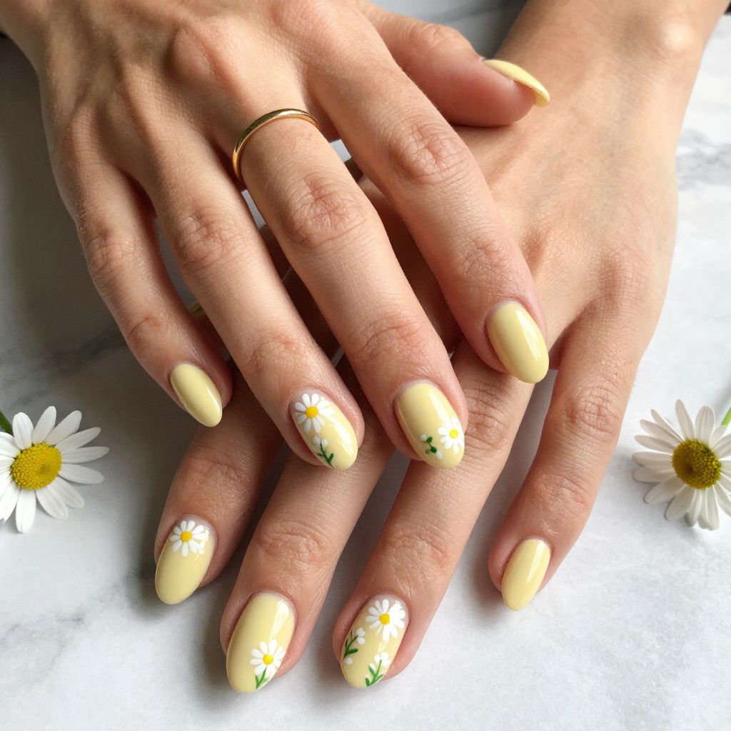 Buttercream Yellow with White Daisies