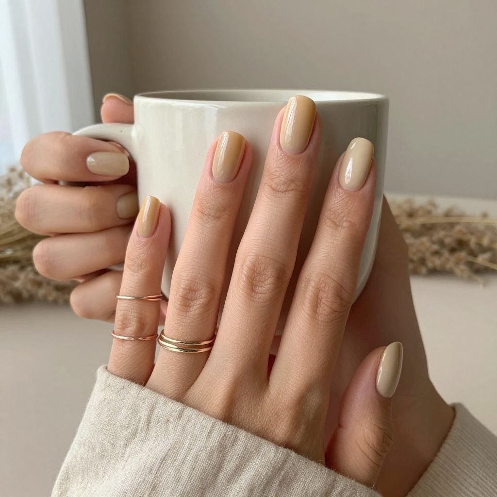 Warm Caramel Rounded Nails