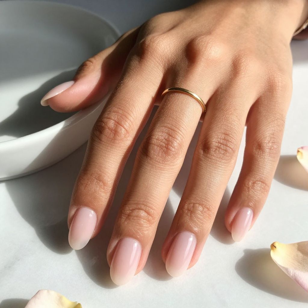 Natural Nails with Sheer Pink Overlay