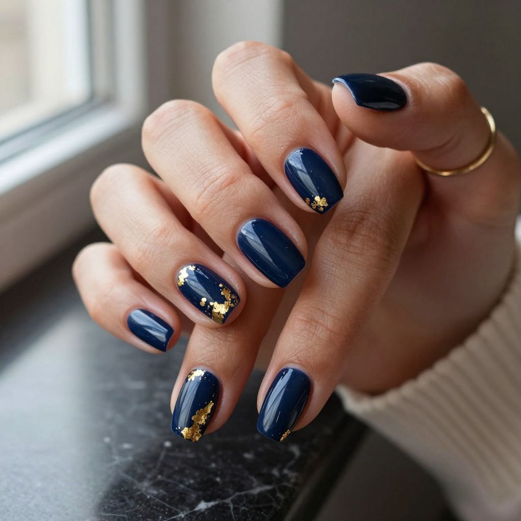 Midnight Navy With Gold Foil