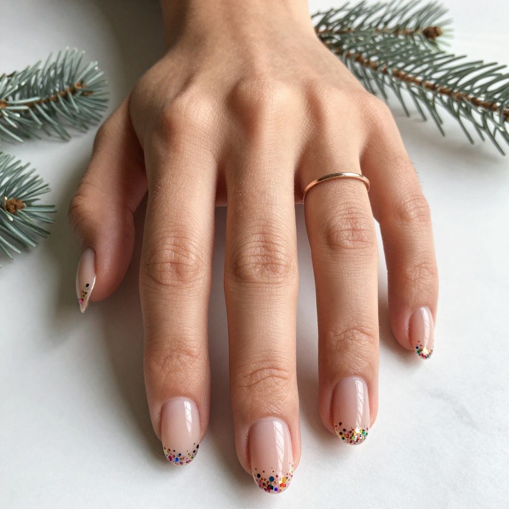 Clear Nails With Confetti Sparkle