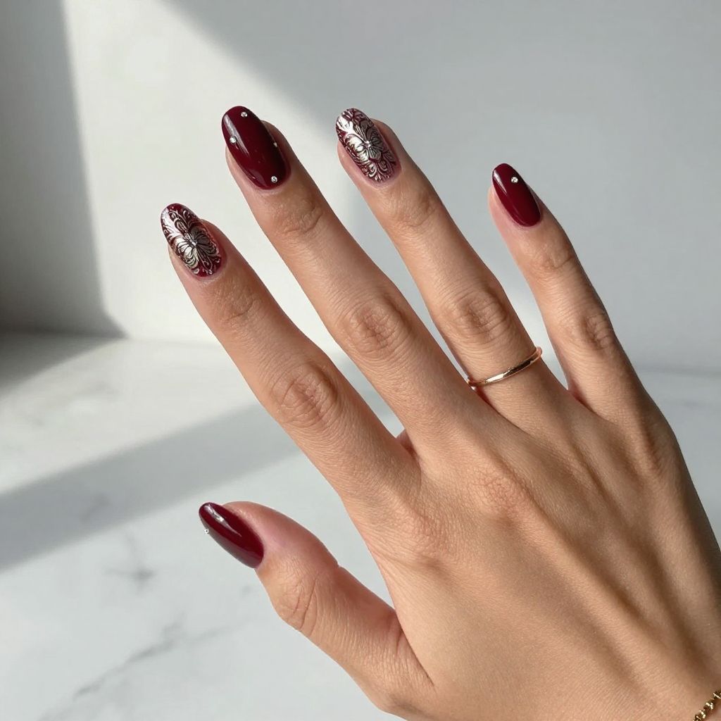 Deep Wine Red with Foil Stamping