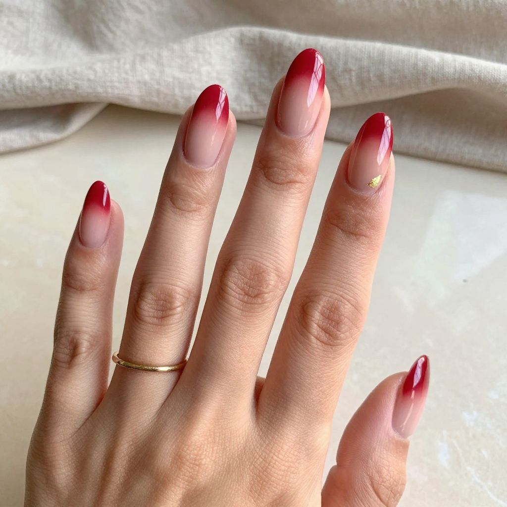 Red Ombre with Neutral Tips