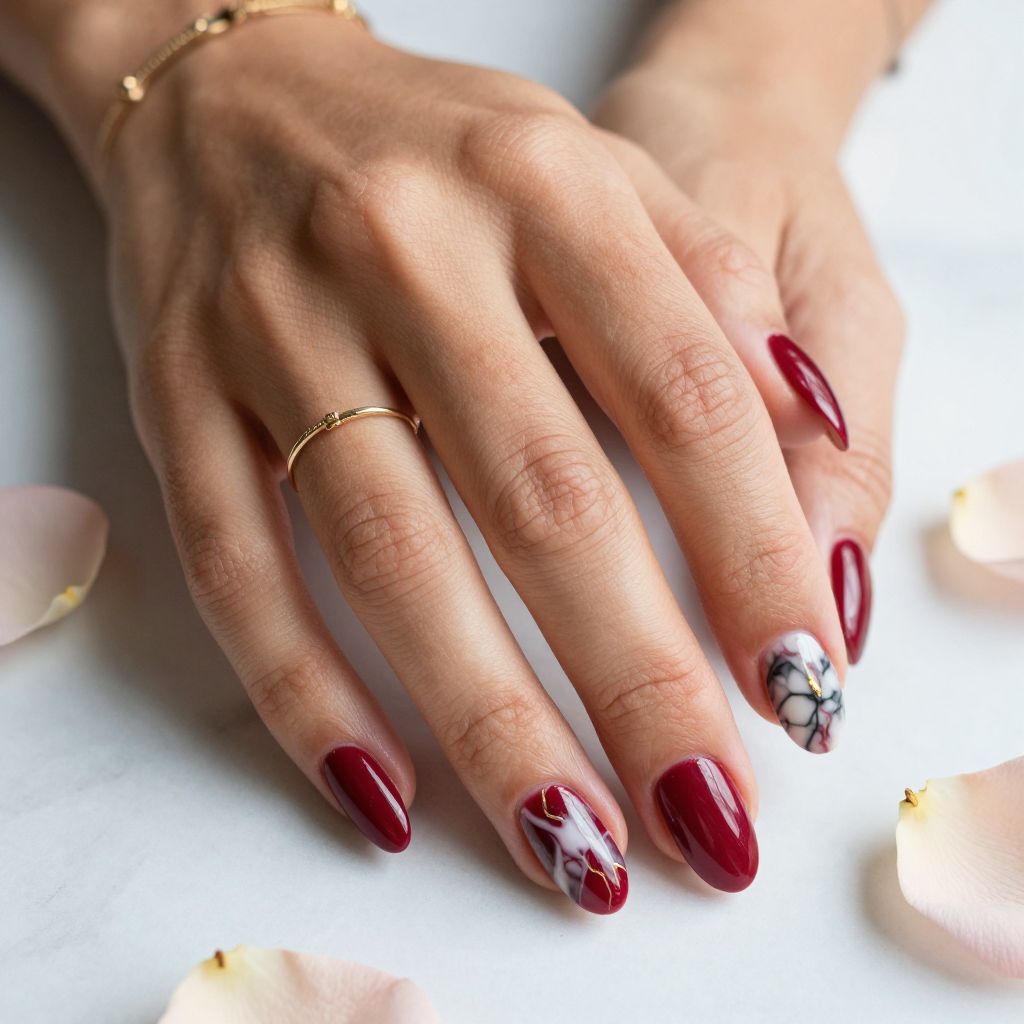 Crimson Red with Marble Effect