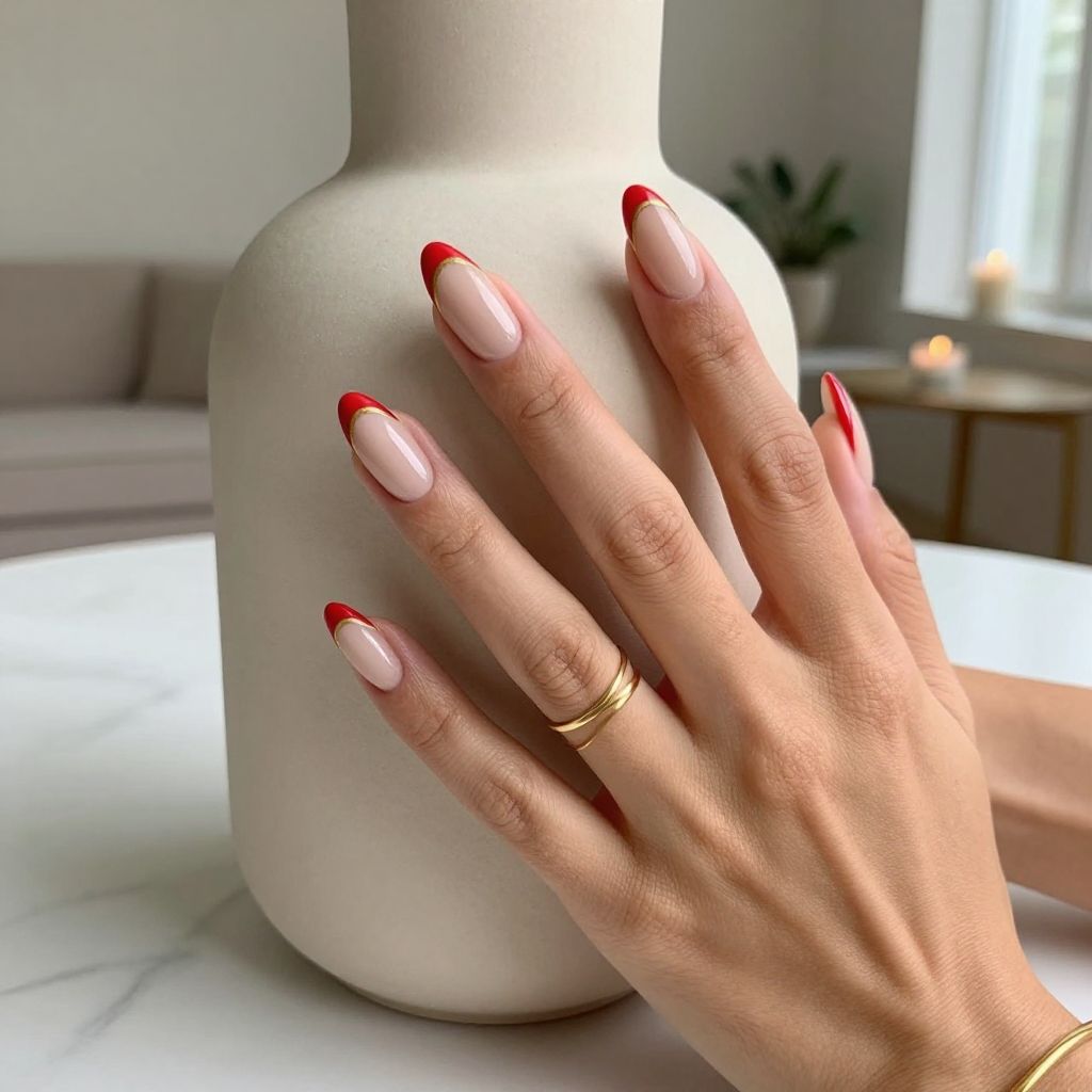 Red Reverse French Manicure