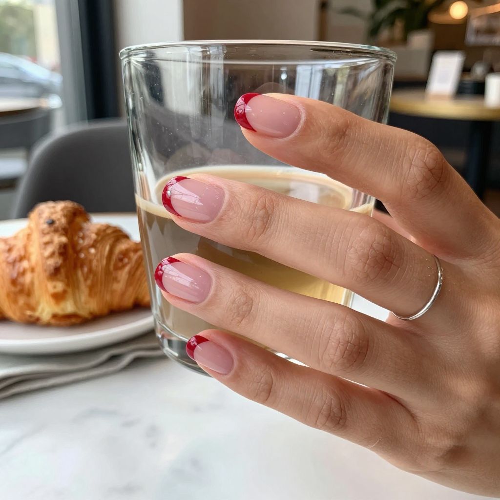 Cherry gloss pop short nails