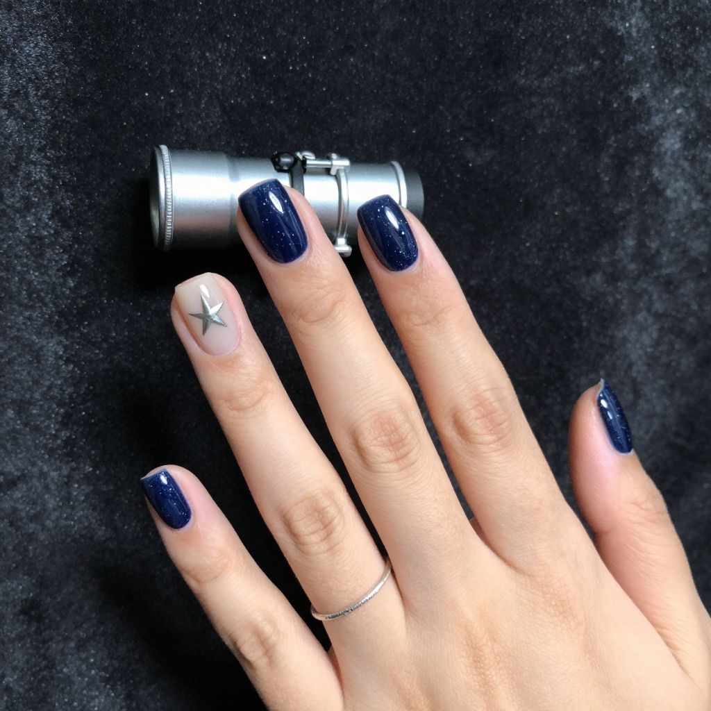 Starry night specks short nails
