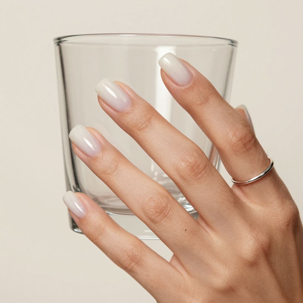 Milky sheer white glossy nails