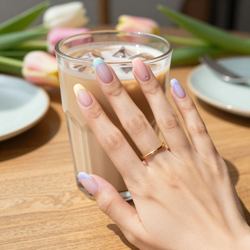 Breezy pastel French tips spring nails