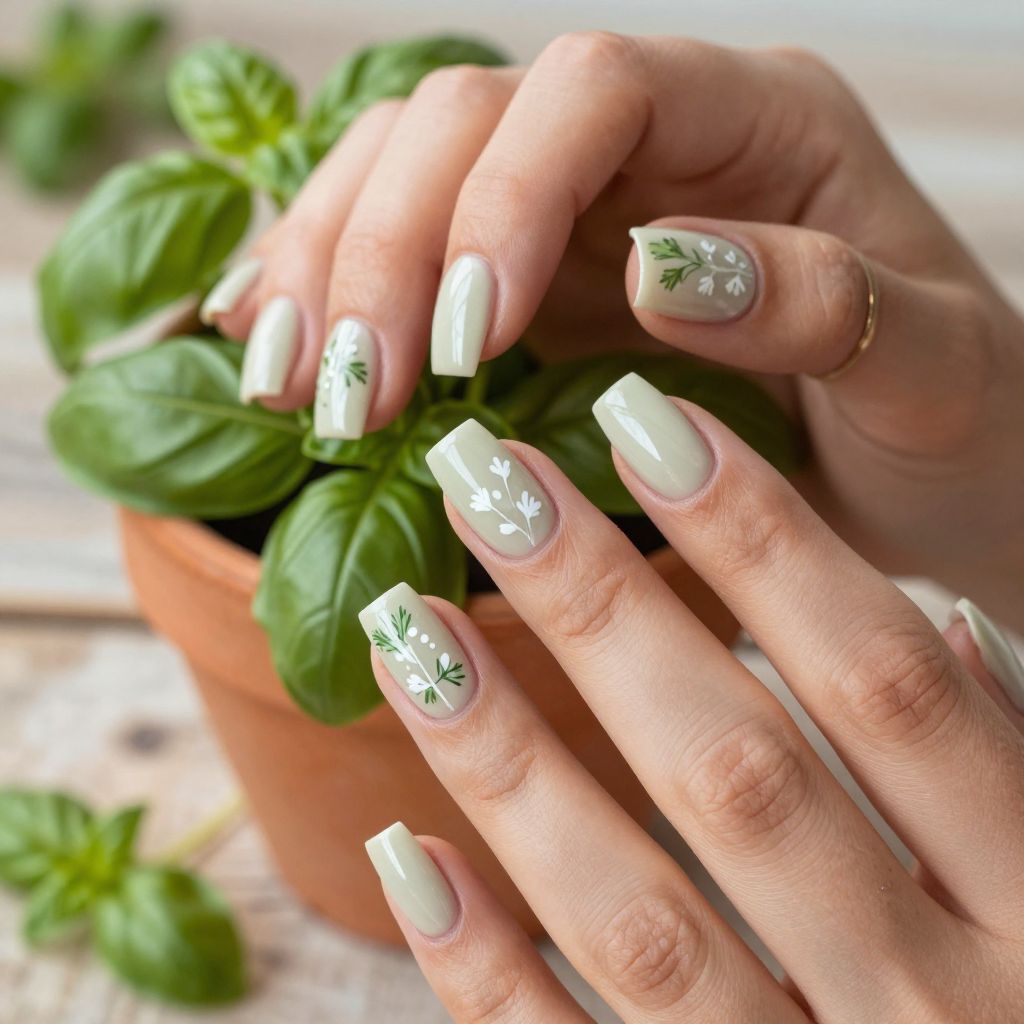 Fresh herb stamping nail art
