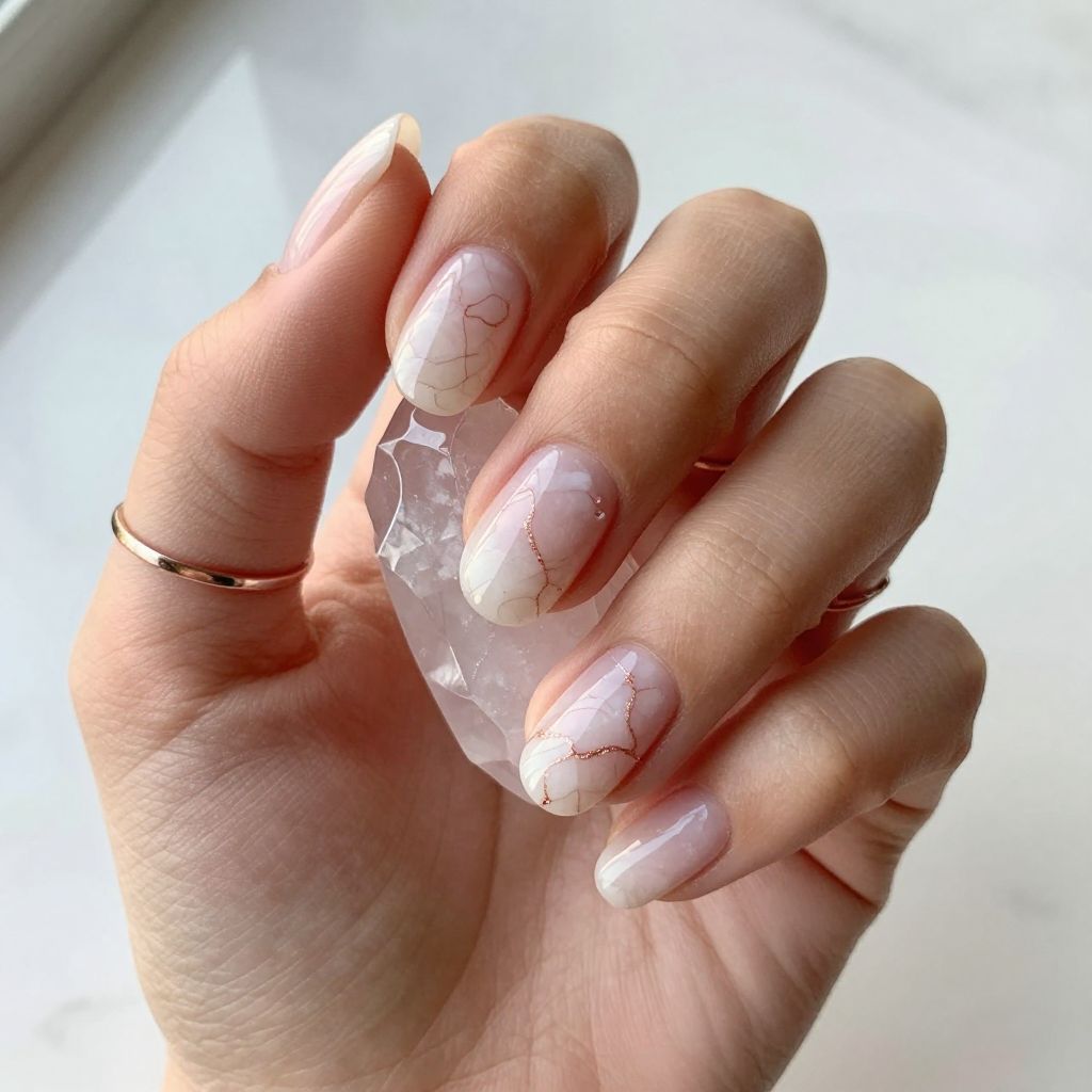Soft marble quartz nails