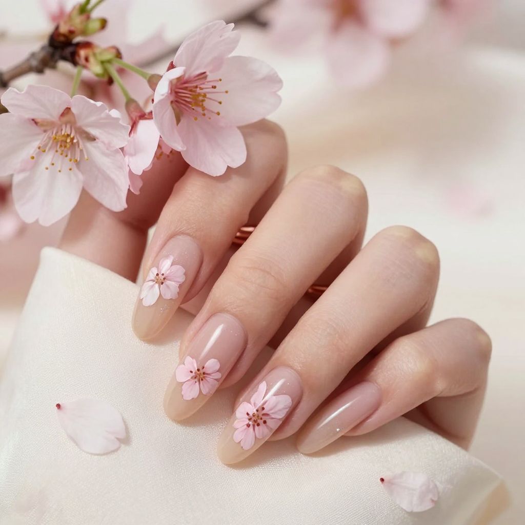 Cherry blossom rain nail design