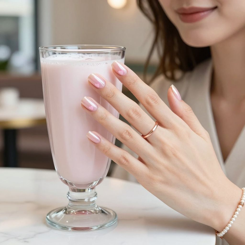 Strawberry milk chrome spring nails