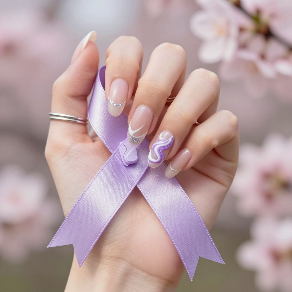 Lavender swirl tip nails