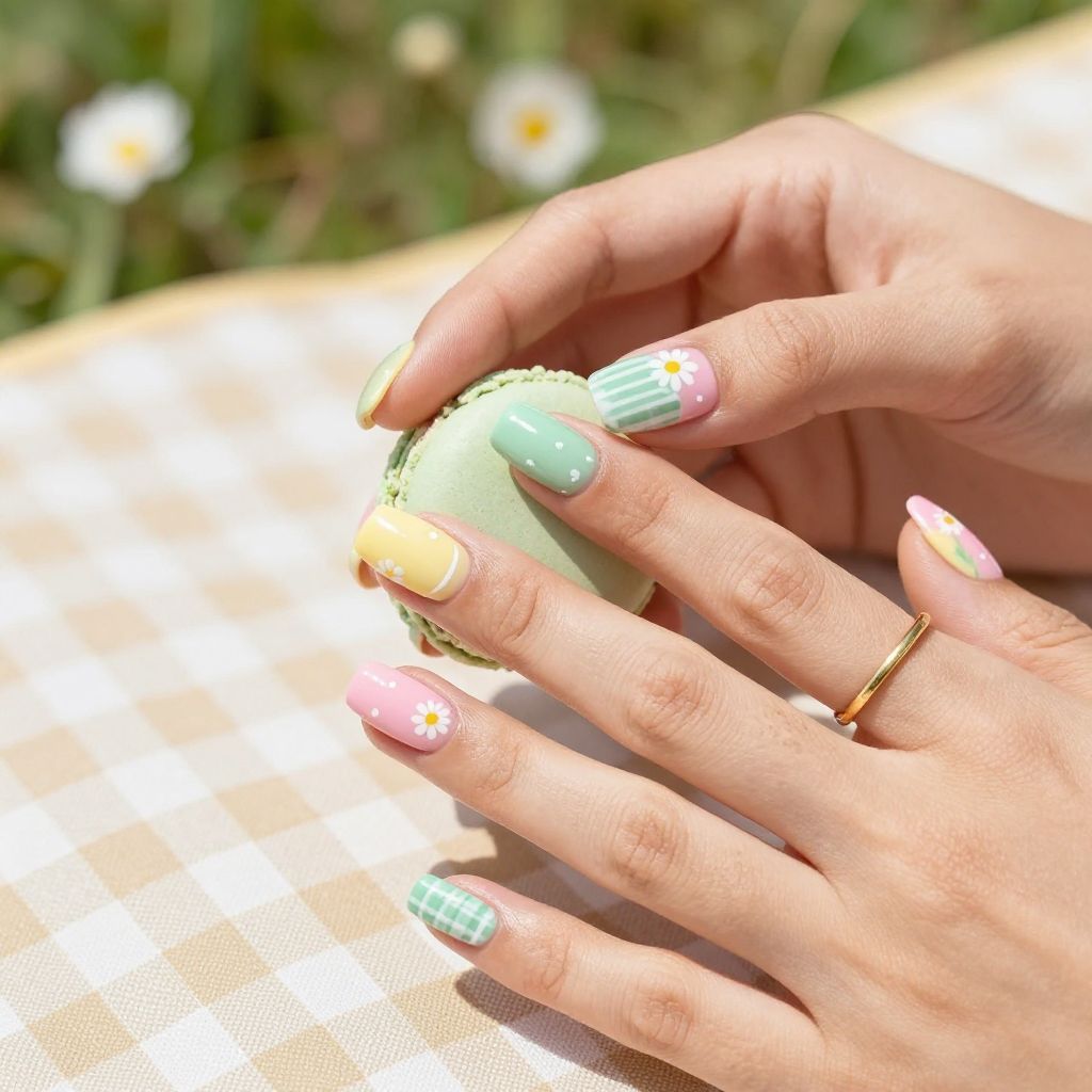 Garden party mix match nails
