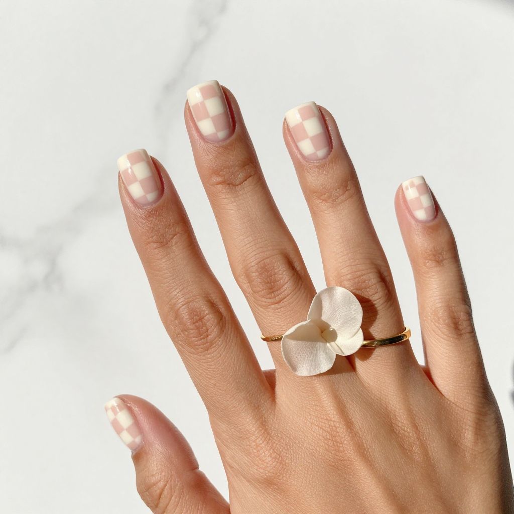 Cute Square Nail Ideas - Checkerboard Square Nails