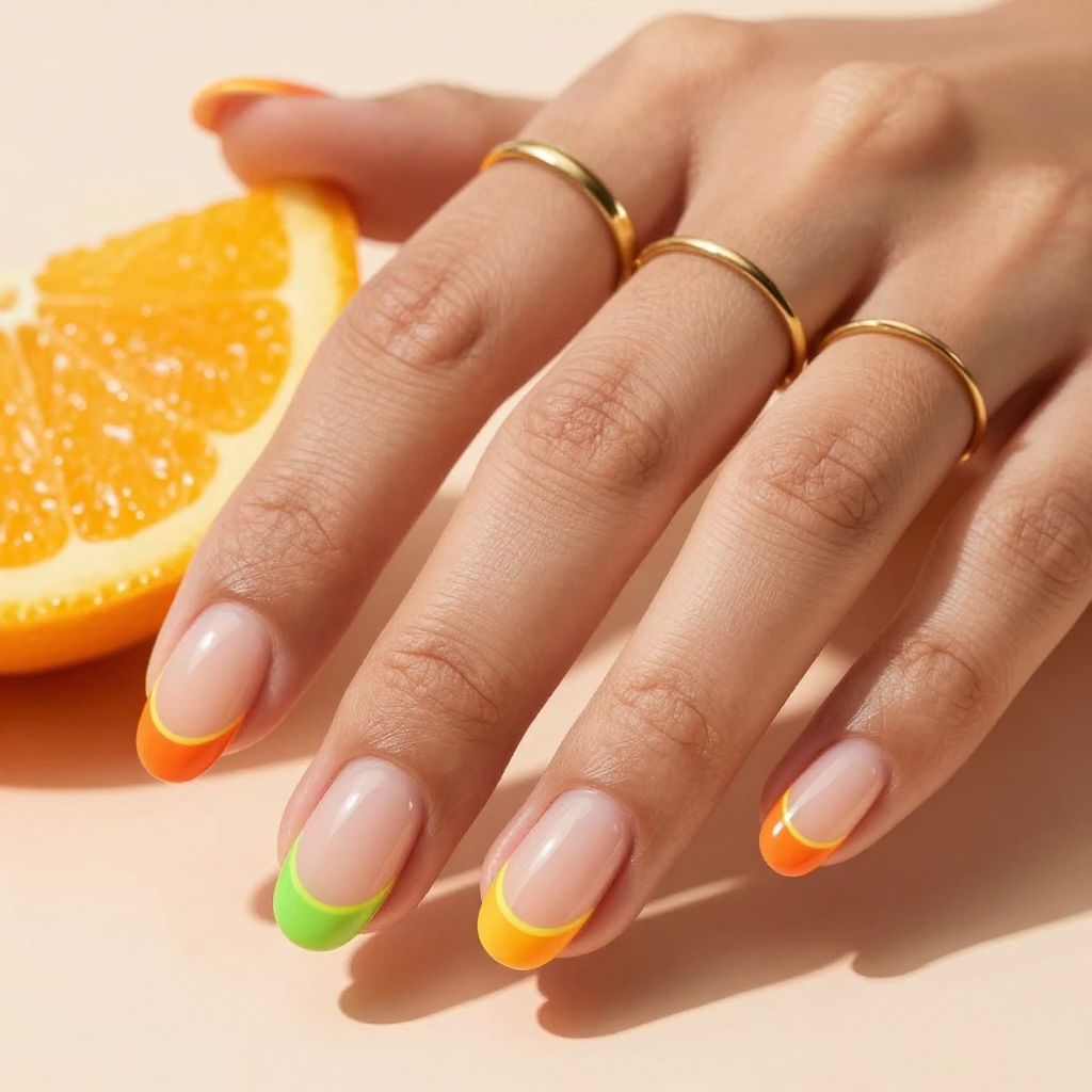 Sunshine Citrus French nails