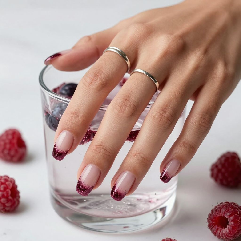 Frozen Berry Glitter Fade nails