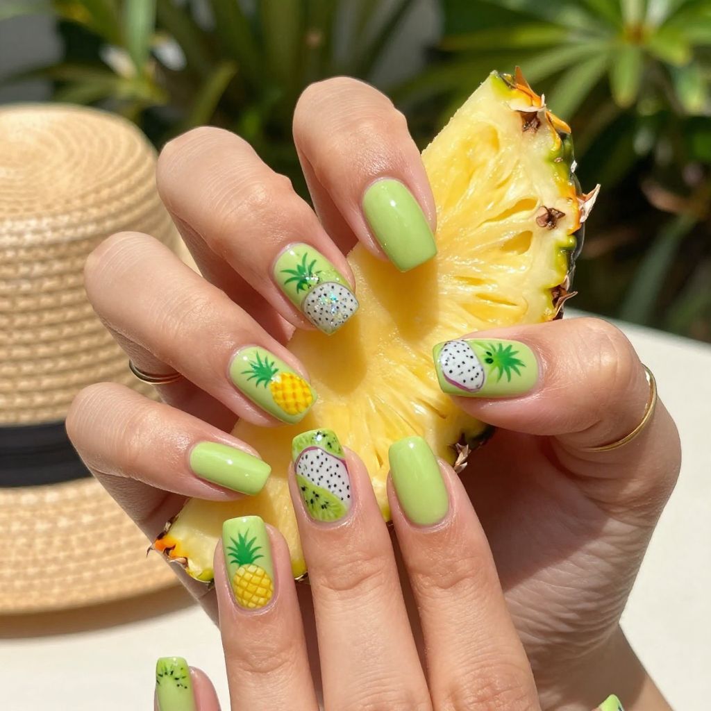 Tropical Fruit Stickers nails