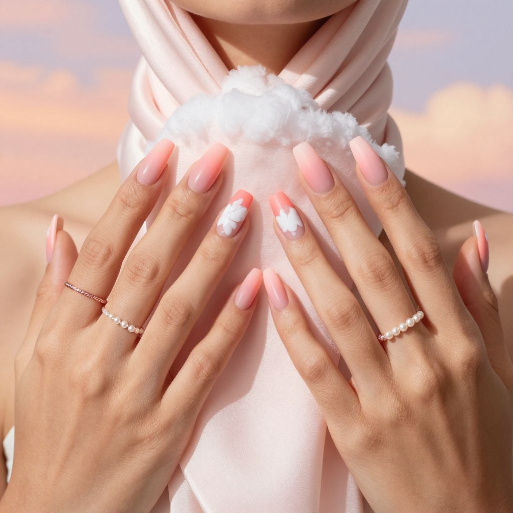 Soft Coral Cloud Tips nails