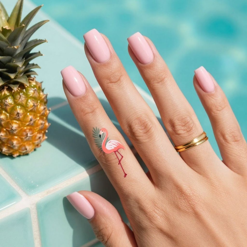 Flamingo Accent Art nails