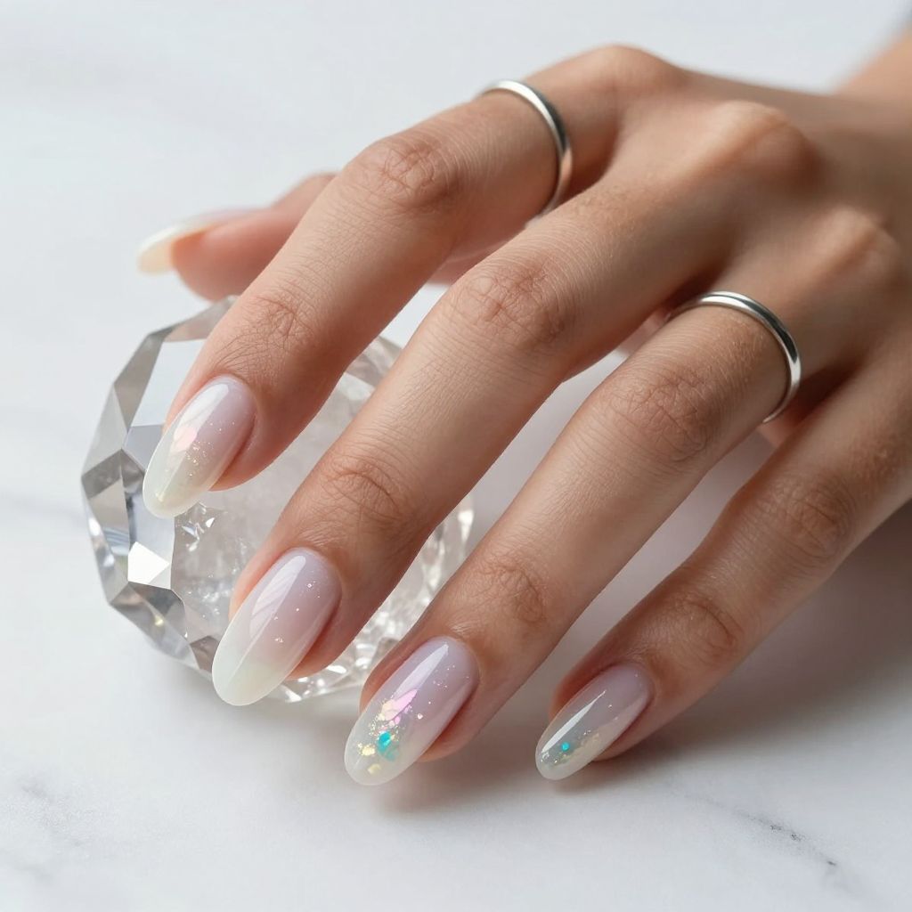 Clear Quartz Sparkle nails