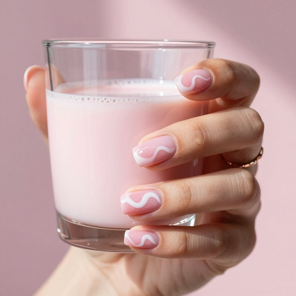 Strawberry Milk Swirl nails