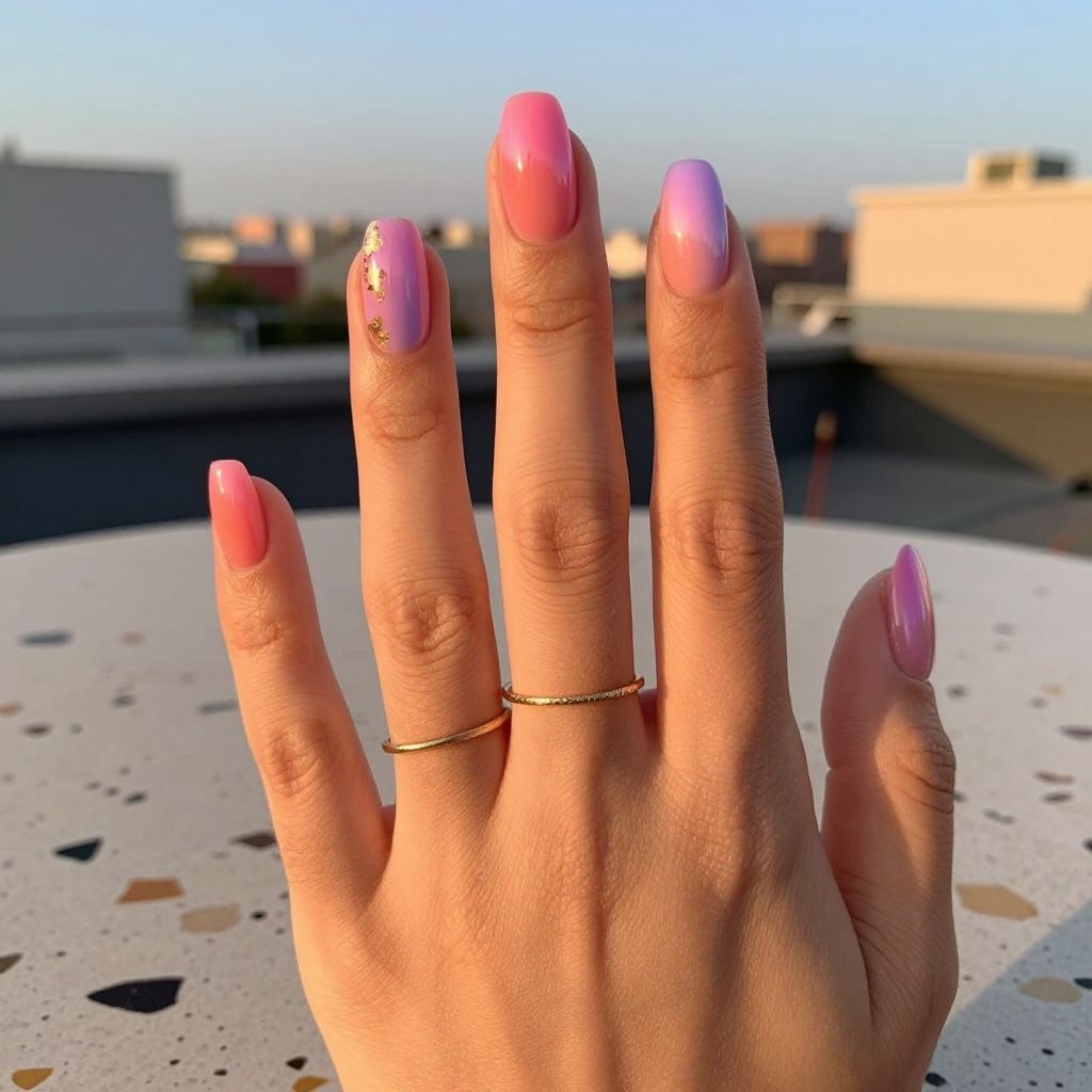 Sunset Ombre Fade nails