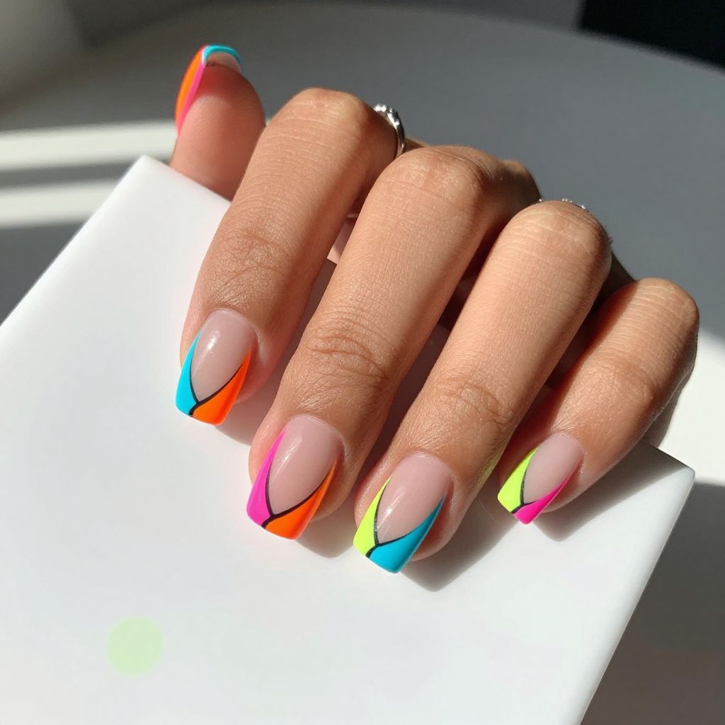Neon Pop Art Tips nails
