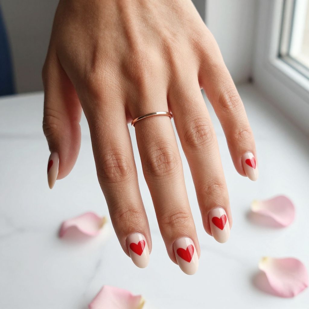 Red Heart Accent Nails