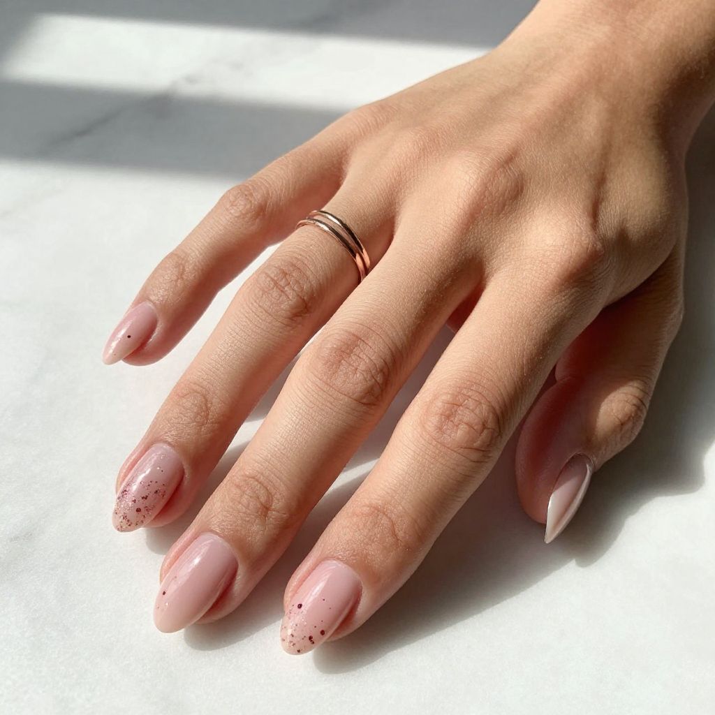 Blush and Rose Gold Glitter Nails