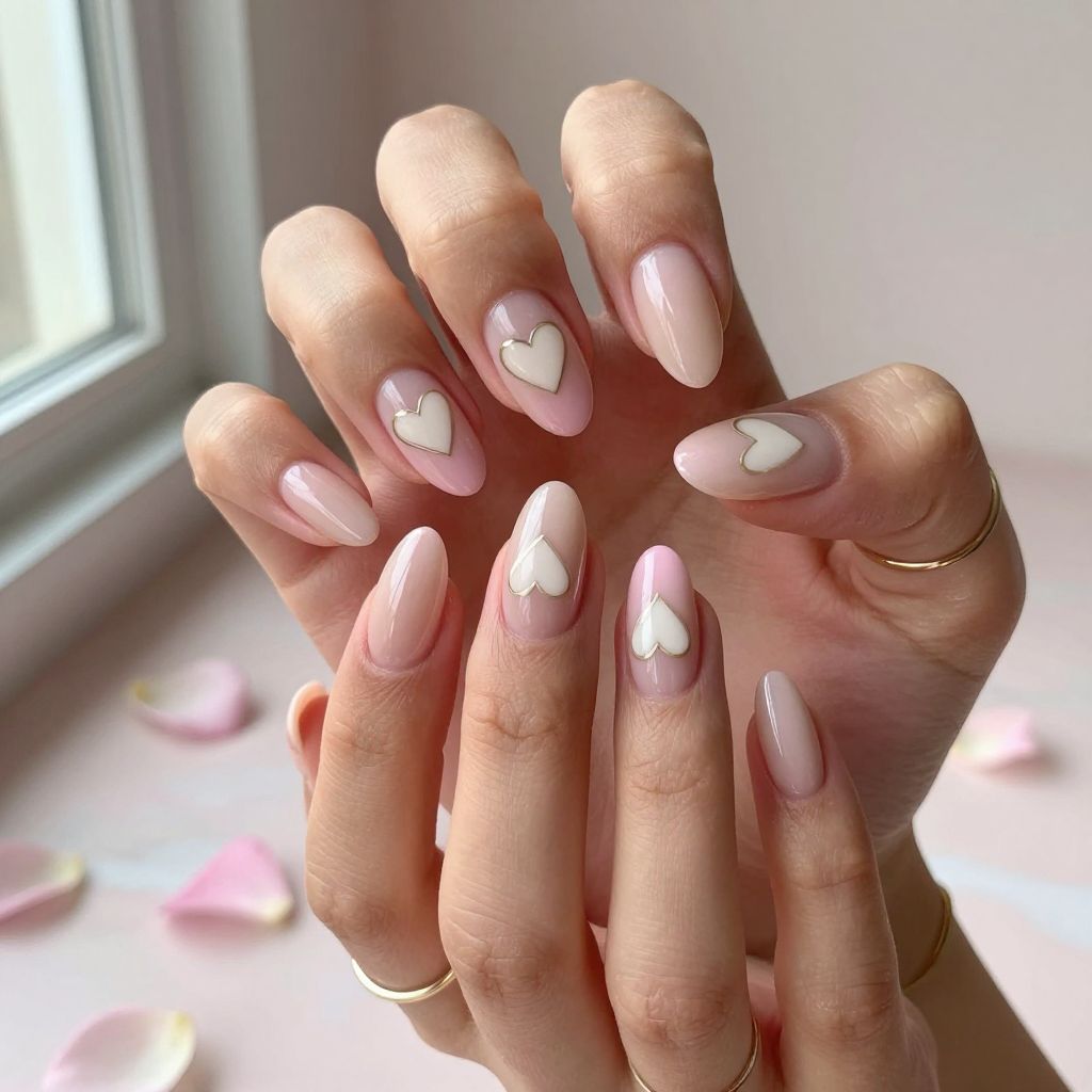 Negative Space Heart Nails