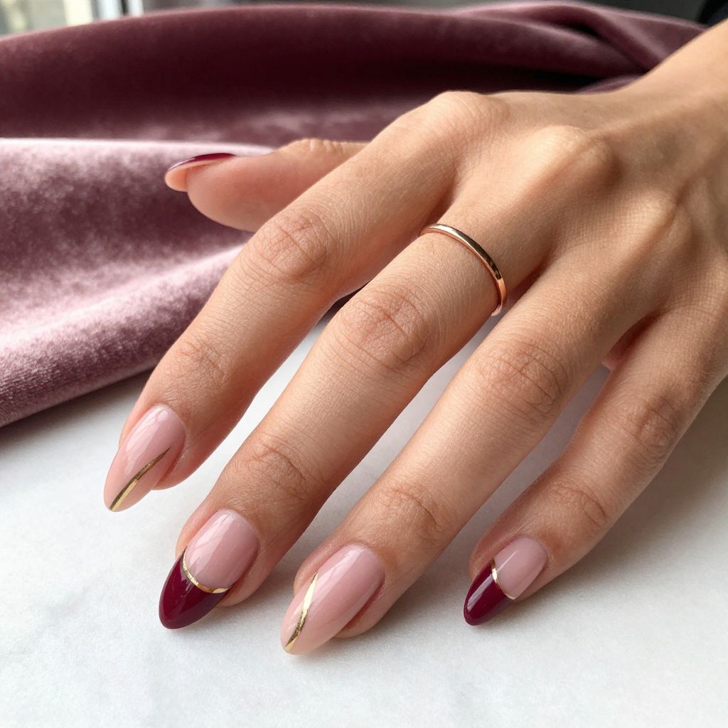 Blush and Burgundy Color Block Design