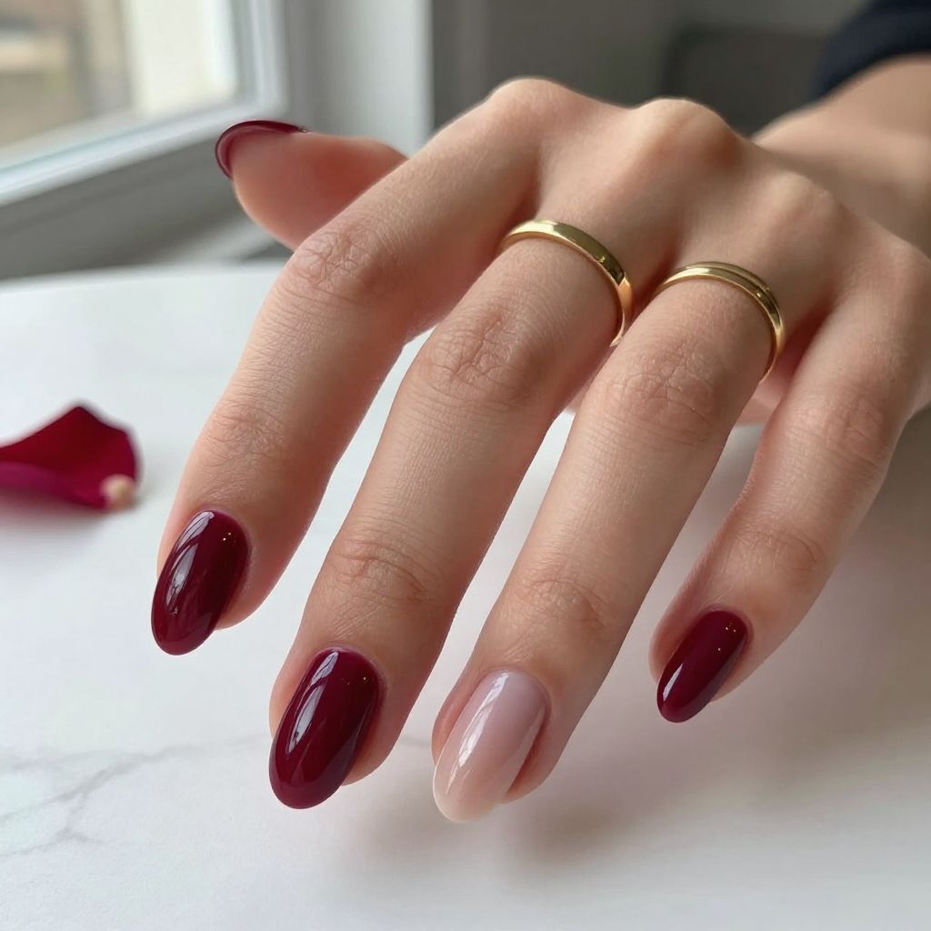 Deep Red Glazed Nails