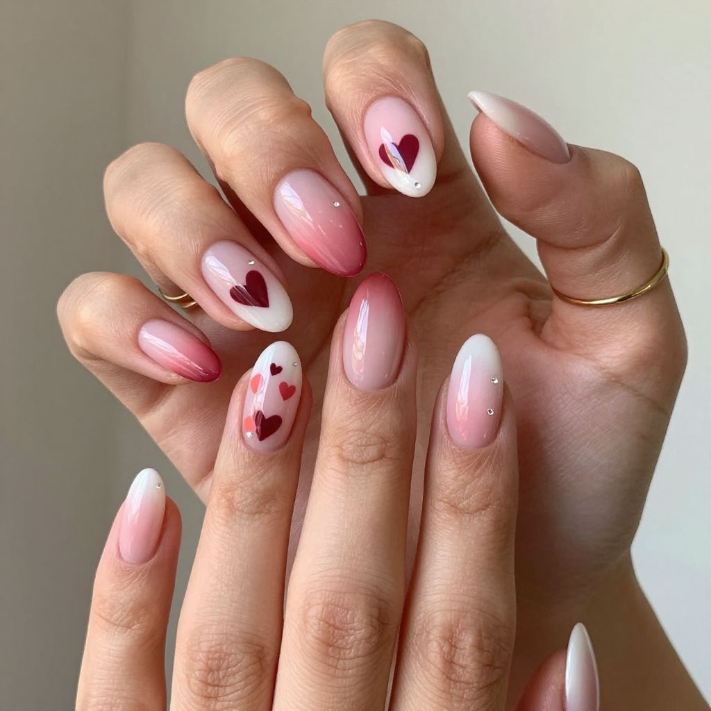 Soft Pink Ombre with Heart Details