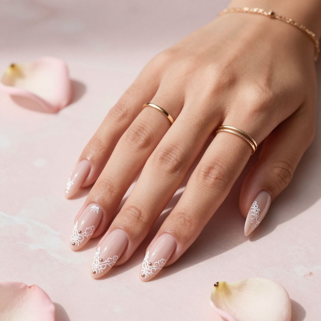 Romantic White Lace Nails