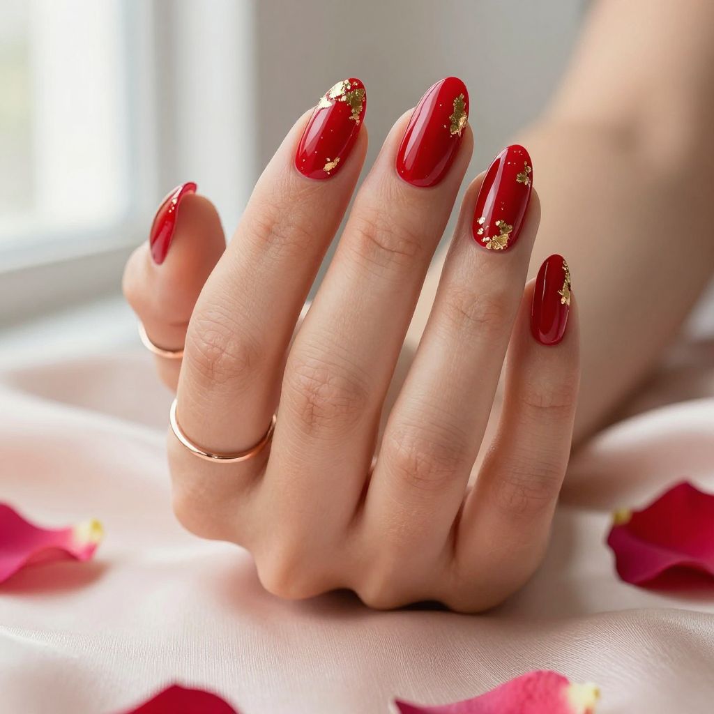 Candy Red with Gold Leaf Details