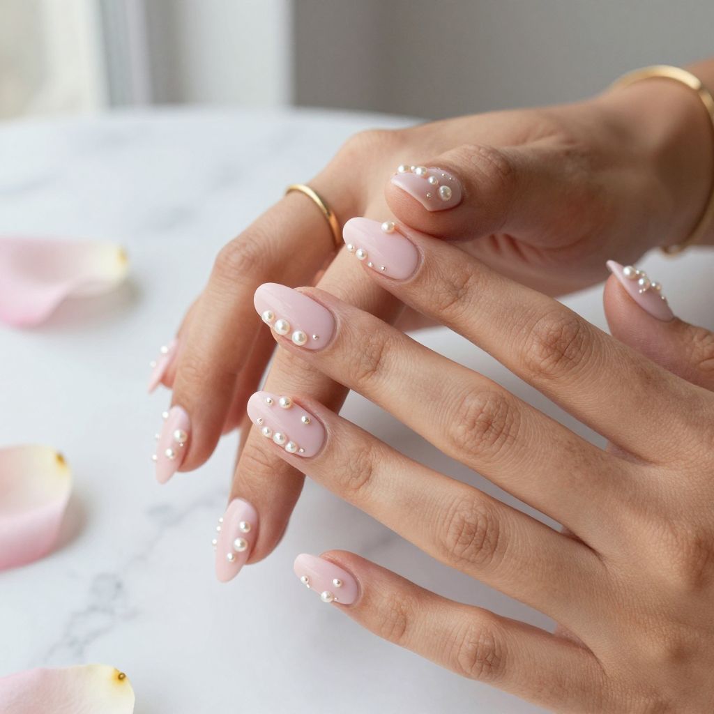 Blush Pink with Pearl Embellishments