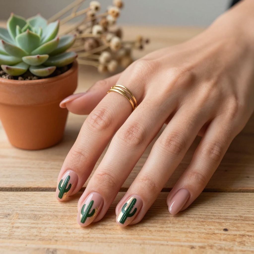 Dusty Rose with Cactus Silhouettes