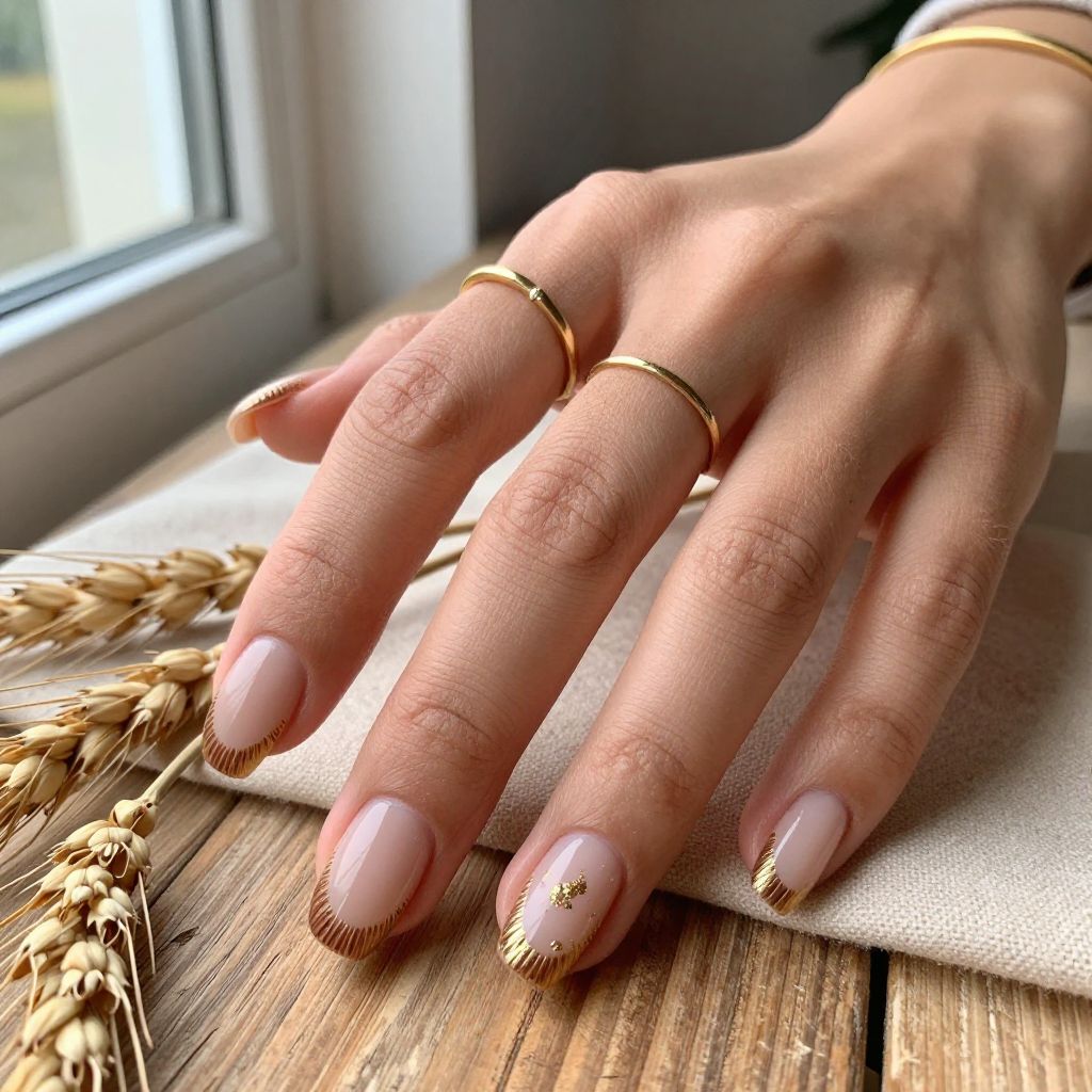 Nude Fringe Tassel Nails