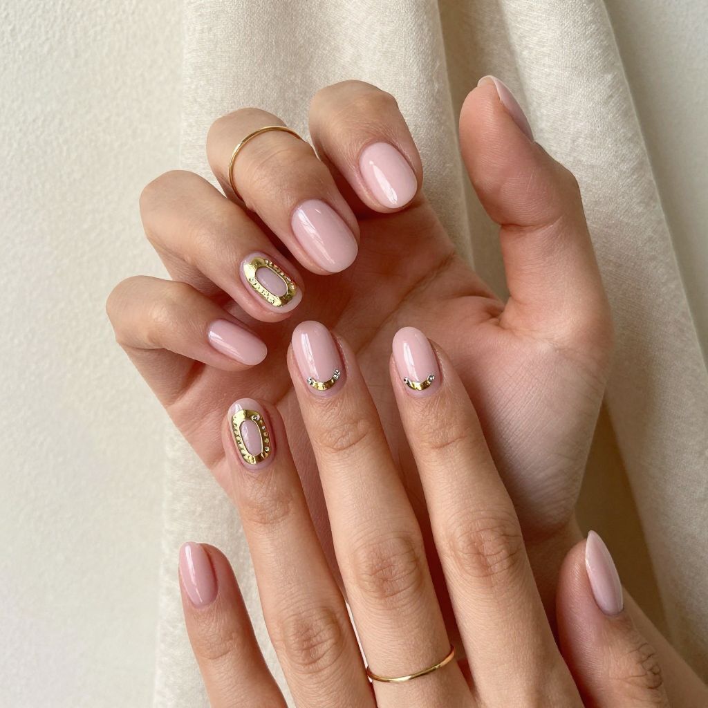Gold Horseshoe on Blush Pink