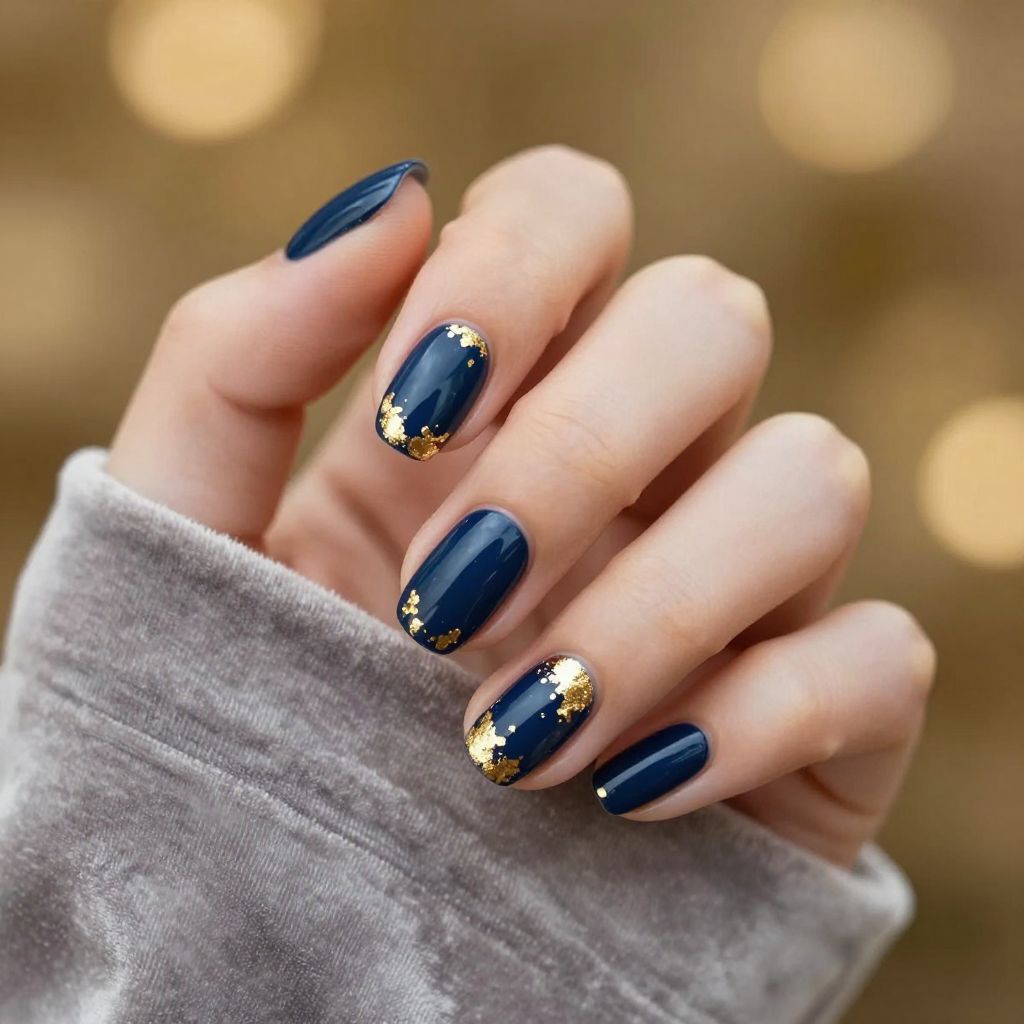 Dark Blue Nail Design 1