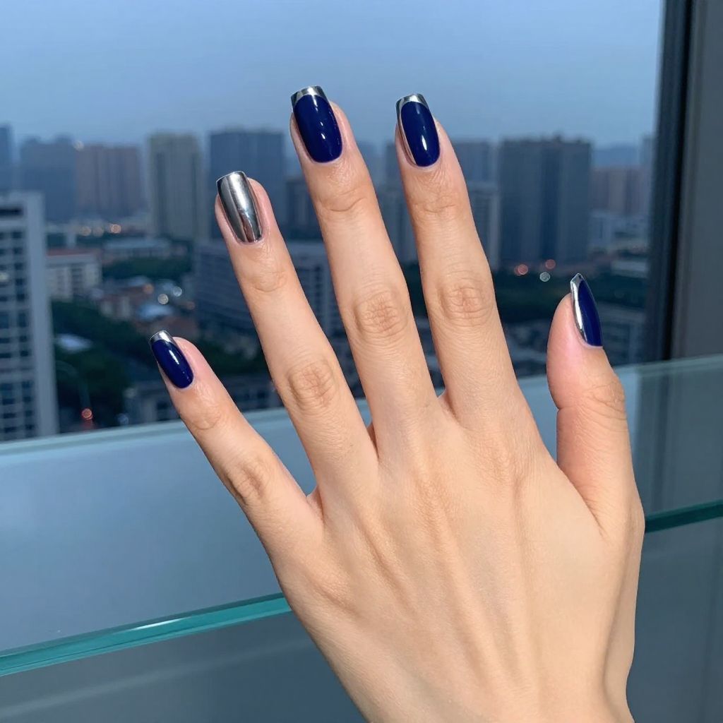 Dark Blue Nail Design 10