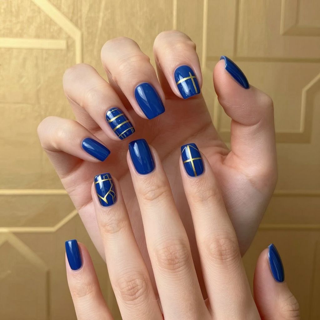 Dark Blue Nail Design 11