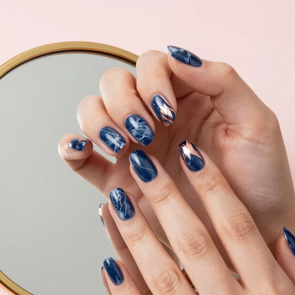 Dark Blue Nail Design 14