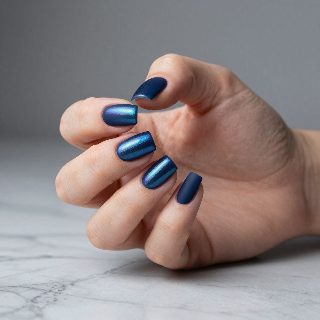 Dark Blue Nail Design 15