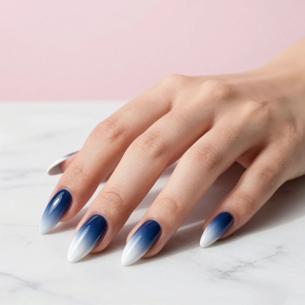 Dark Blue Nail Design 2