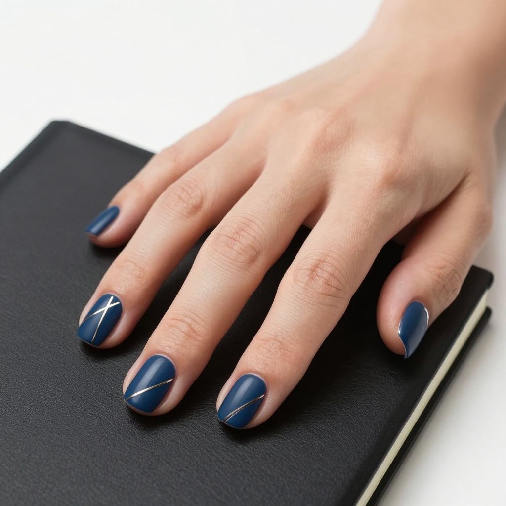 Dark Blue Nail Design 5