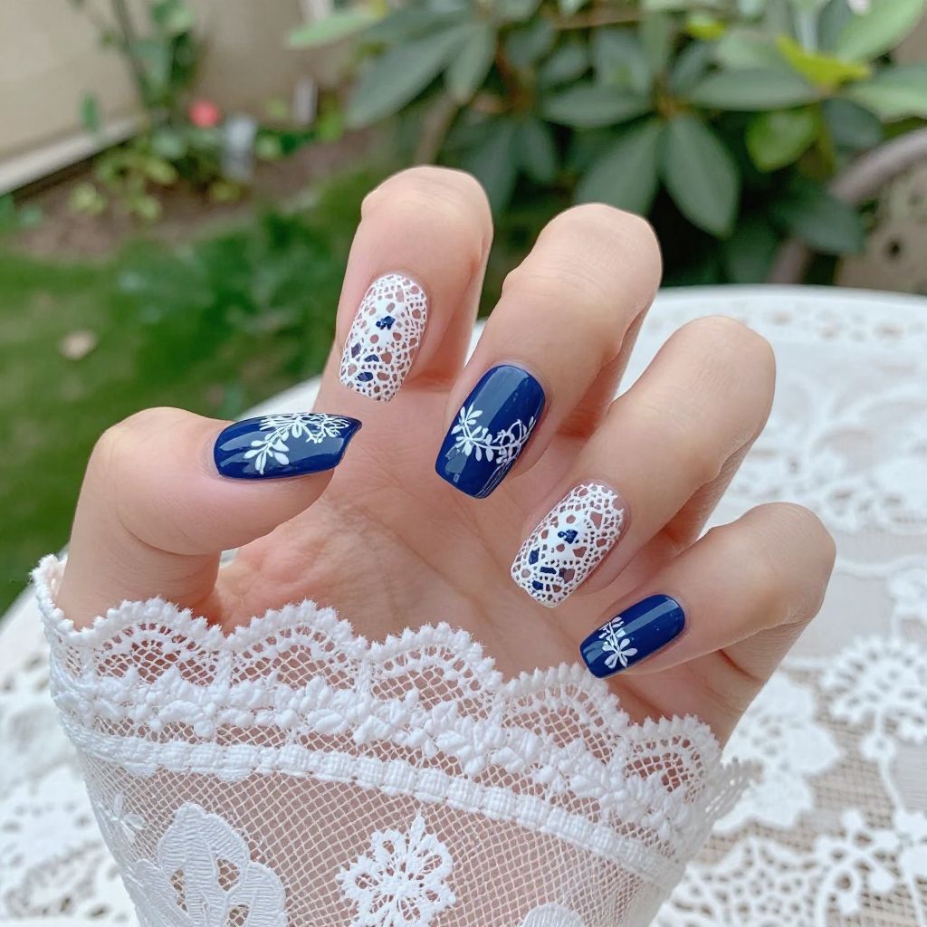 Dark Blue Nail Design 9